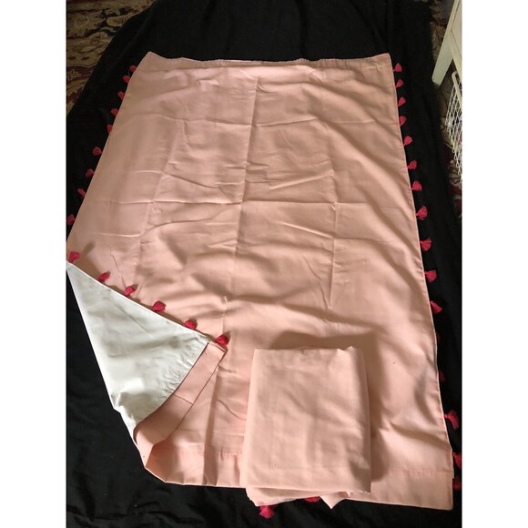 Pink Pink Lined Curtain Panels 60x40 Cotton Blend - Picture 2 of 3